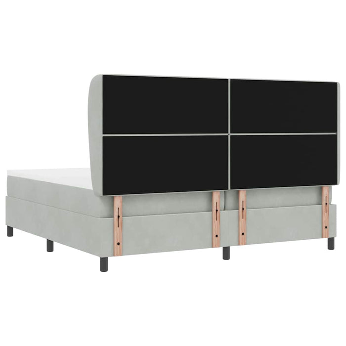 Pat cu arcuri cu saltea Gri deschis 200 x 200 cm Catifea - WALTI WALTI