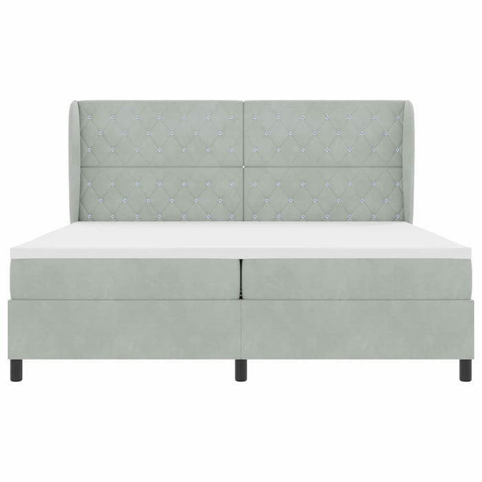 Pat cu arcuri cu saltea Gri deschis 200 x 200 cm Catifea - WALTI WALTI