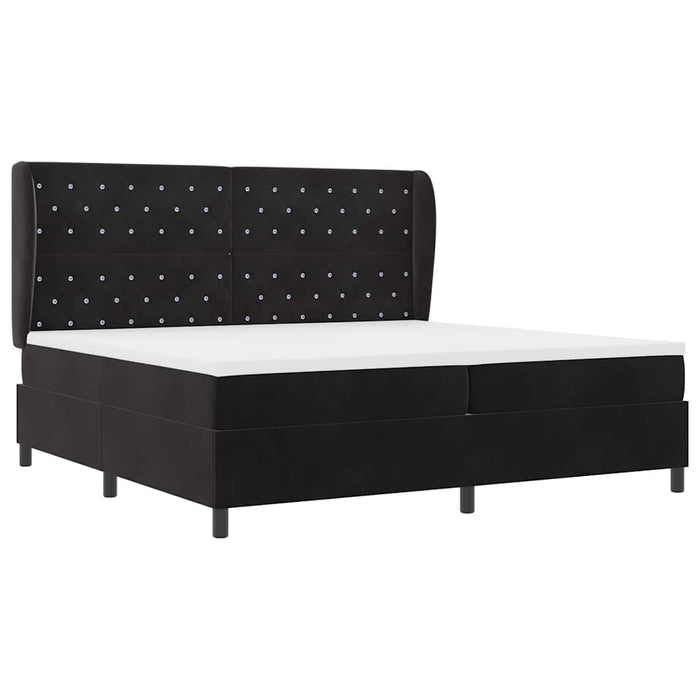 Pat cu arcuri cu saltea cu headboard Negru 200 x 200 cm Catifea - WALTI WALTI