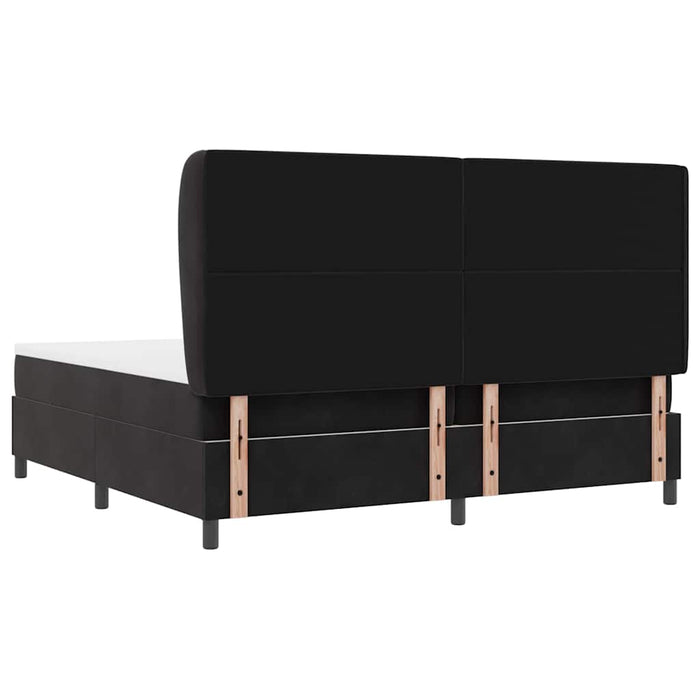 Pat cu arcuri cu saltea cu headboard Negru 200 x 200 cm Catifea - WALTI WALTI