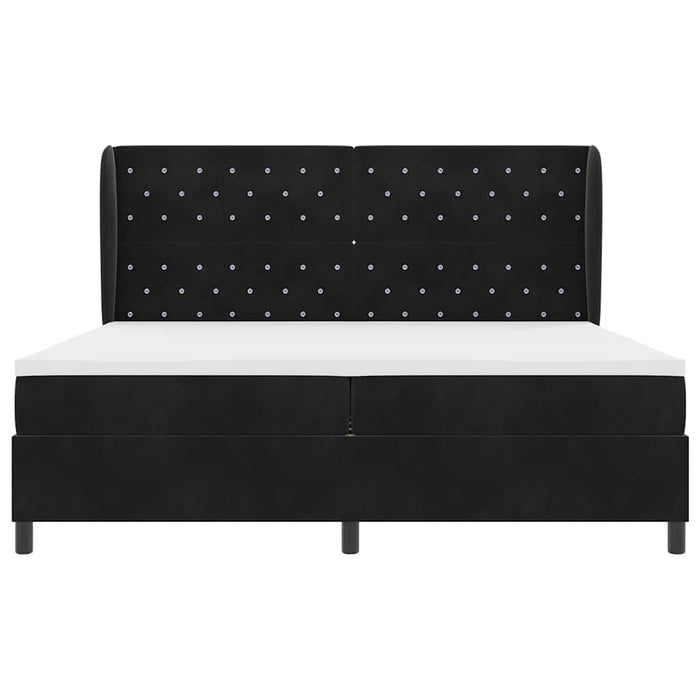 Pat cu arcuri cu saltea cu headboard Negru 200 x 200 cm Catifea - WALTI WALTI
