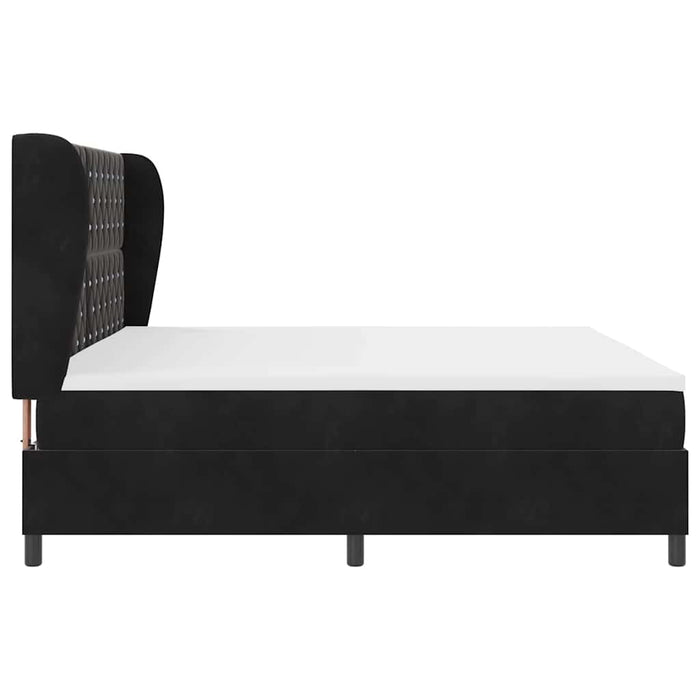 Pat cu arcuri cu saltea cu headboard Negru 200 x 200 cm Catifea - WALTI WALTI