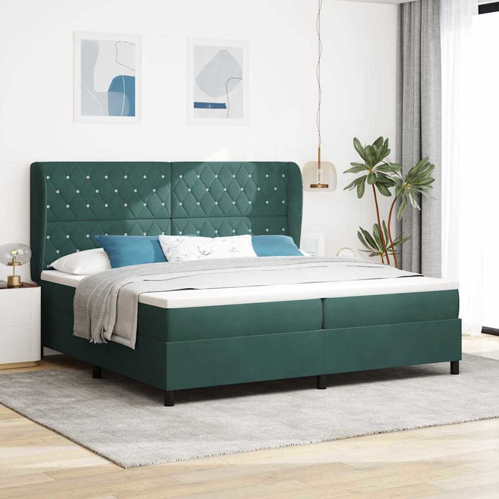 Pat cu arcuri cu saltea Verde închis 200 x 200 cm Catifea WALTI