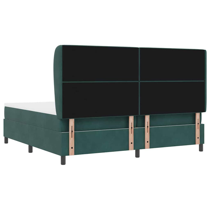Pat cu arcuri cu saltea Verde închis 200 x 200 cm Catifea WALTI