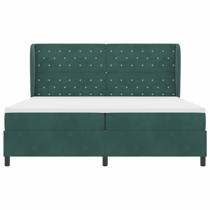 Pat cu arcuri cu saltea Verde închis 200 x 200 cm Catifea WALTI