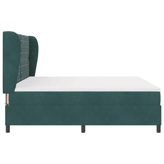Pat cu arcuri cu saltea Verde închis 200 x 200 cm Catifea WALTI