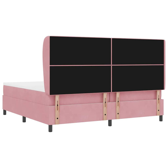 Pat cu arcuri cu saltea cu headboard Roz 200 x 200 cm Catifea WALTI