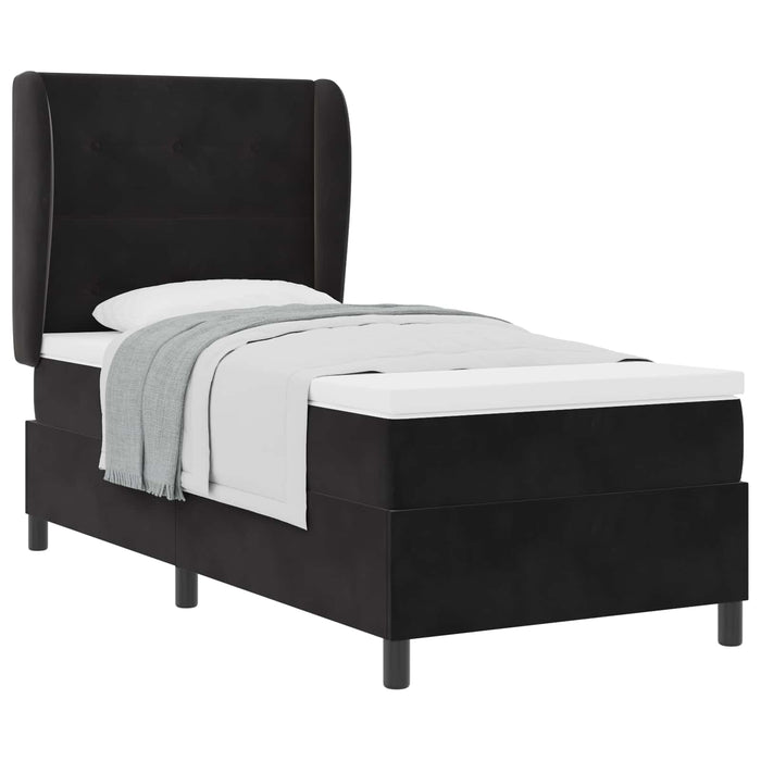 Pat cu arcuri cu saltea Negru 200 x 80 cm Poliester - WALTI WALTI