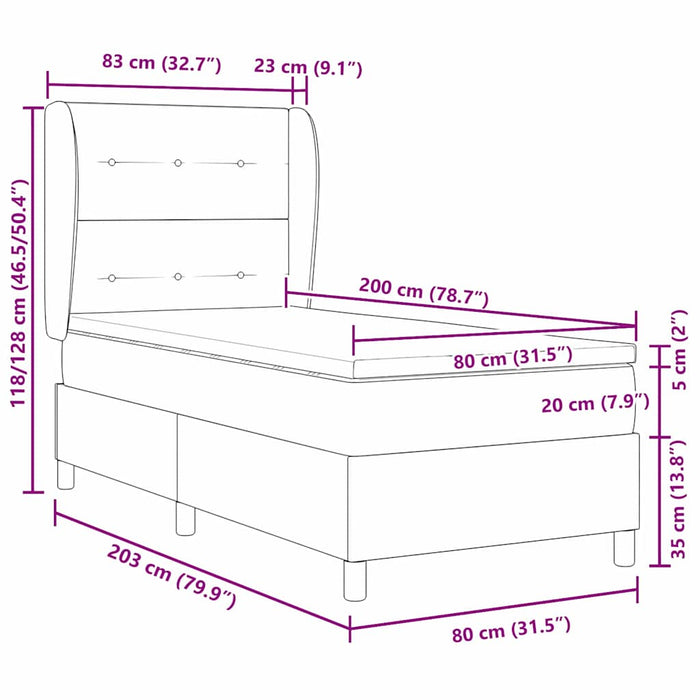 Pat cu arcuri cu saltea Negru 200 x 80 cm Poliester - WALTI WALTI