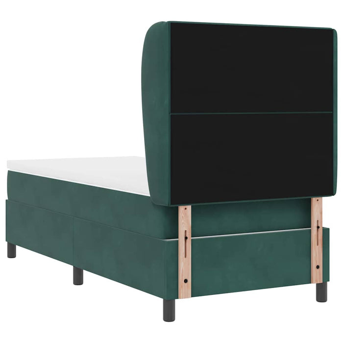 Pat cu arcuri cu headboard Verde închis 200 x 80 cm Catifea WALTI