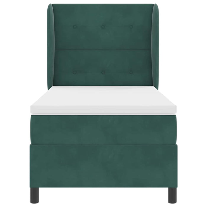 Pat cu arcuri cu headboard Verde închis 190 x 90 cm Catifea WALTI