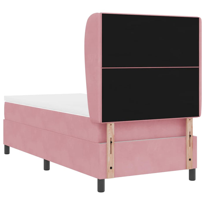 Pat cu arcuri cu saltea cu headboard Roz 190 x 90 cm Poliester - WALTI WALTI