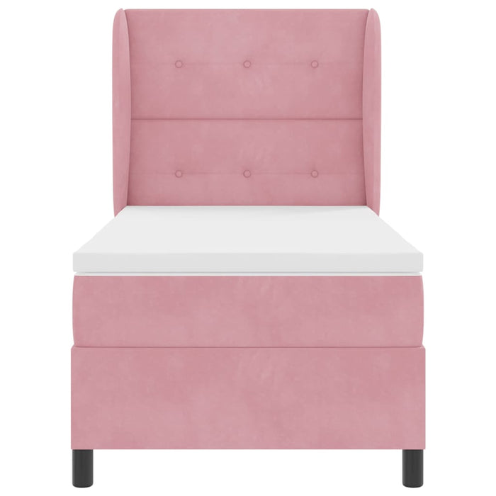 Pat cu arcuri cu saltea cu headboard Roz 190 x 90 cm Poliester - WALTI WALTI