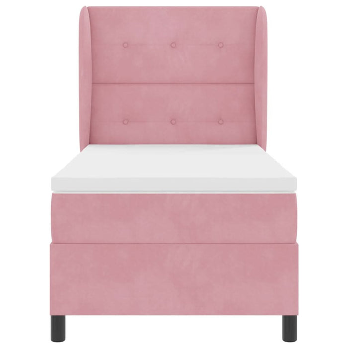 Pat cu arcuri cu saltea cu headboard Roz 200 x 100 cm Poliester - WALTI WALTI