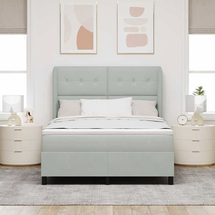 Pat cu arcuri cu saltea Gri deschis 190 x 140 cm Poliester - WALTI WALTI