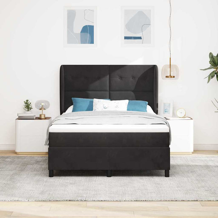 Pat cu arcuri cu saltea Negru 190 x 140 cm Poliester - WALTI WALTI