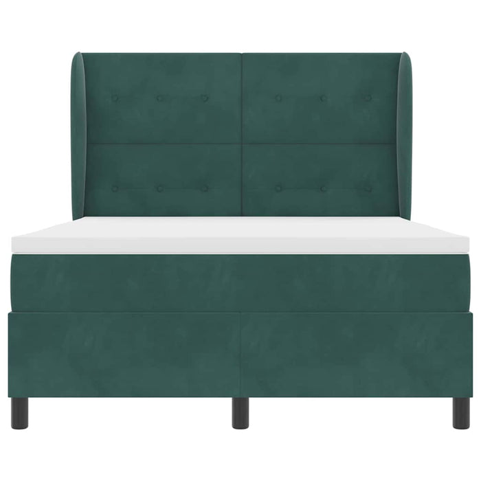 Pat cu arcuri cu headboard Verde închis 190 x 140 cm Catifea WALTI