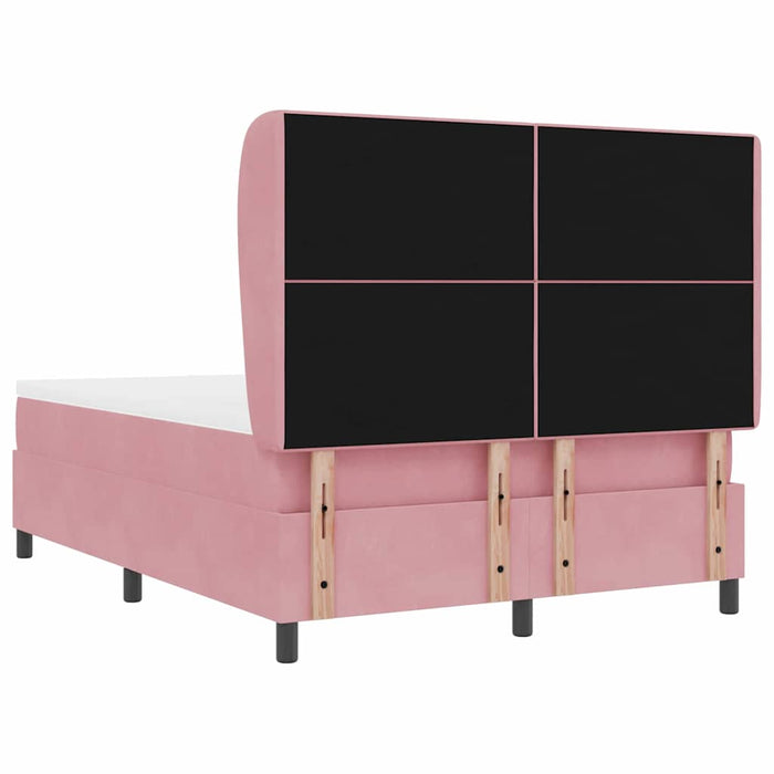 Pat cu arcuri cu saltea cu headboard Roz 190 x 140 cm Poliester - WALTI WALTI