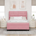 Pat cu arcuri cu saltea cu headboard Roz 200 x 140 cm Poliester - WALTI WALTI