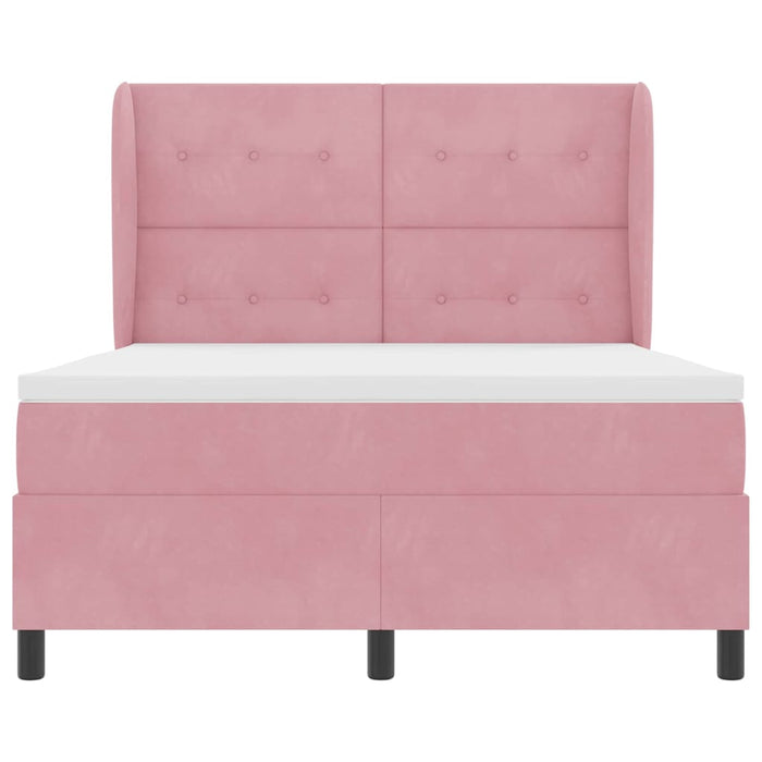 Pat cu arcuri cu saltea cu headboard Roz 200 x 140 cm Poliester - WALTI WALTI