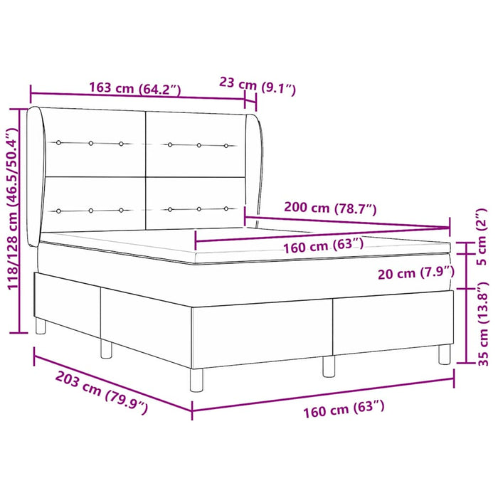 Pat cu arcuri cu saltea Albastru închis 200 x 160 cm Poliester - WALTI WALTI