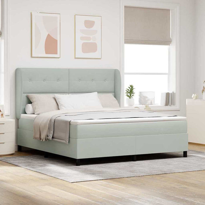 Pat cu arcuri cu saltea Gri deschis 200 x 180 cm Poliester - WALTI WALTI