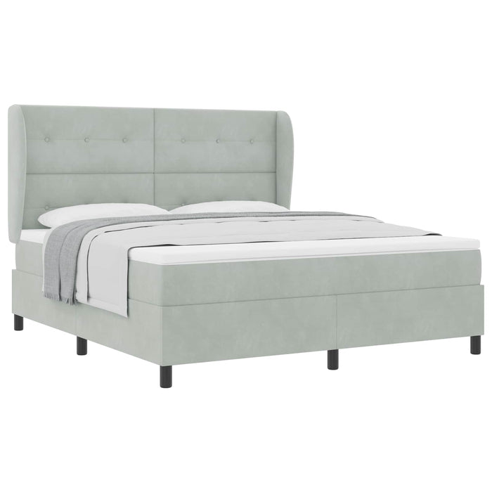 Pat cu arcuri cu saltea Gri deschis 200 x 180 cm Poliester - WALTI WALTI