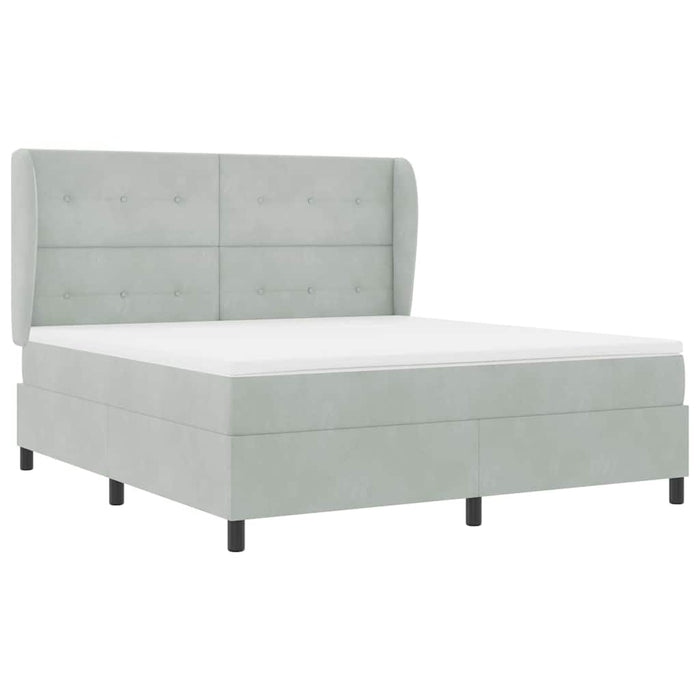 Pat cu arcuri cu saltea Gri deschis 200 x 180 cm Poliester - WALTI WALTI