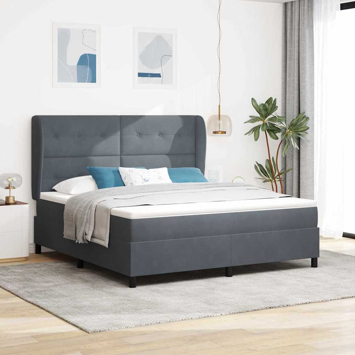 Pat cu arcuri cu saltea Gri închis 200 x 180 cm Poliester - WALTI WALTI