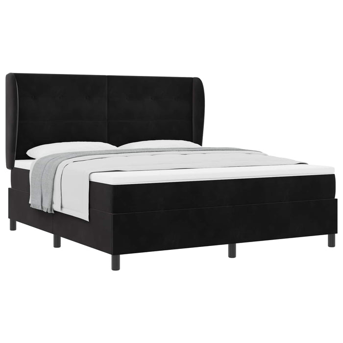 Pat cu arcuri cu saltea Negru 200 x 180 cm Poliester - WALTI WALTI
