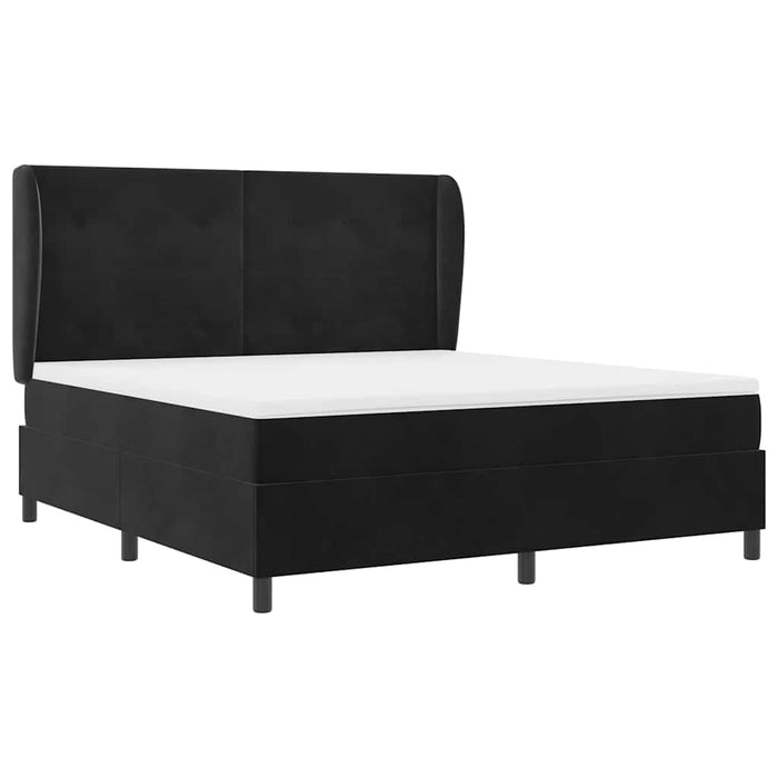 Pat cu arcuri cu saltea Negru 200 x 180 cm Poliester - WALTI WALTI