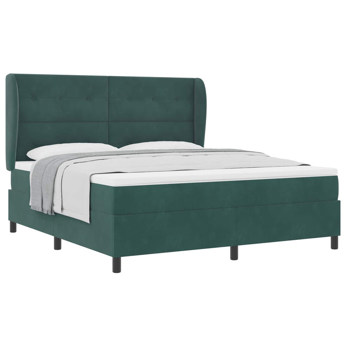 Pat cu arcuri cu headboard Verde închis 200 x 180 cm Catifea WALTI