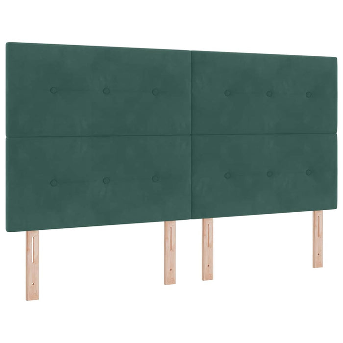 Pat cu arcuri cu headboard Verde închis 200 x 180 cm Catifea WALTI