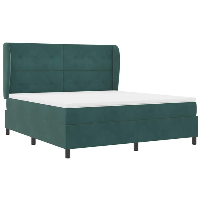 Pat cu arcuri cu headboard Verde închis 200 x 180 cm Catifea WALTI