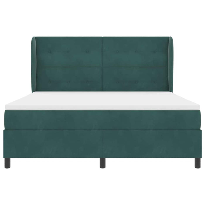 Pat cu arcuri cu headboard Verde închis 200 x 180 cm Catifea WALTI