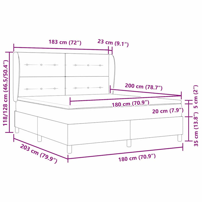 Pat cu arcuri cu headboard Verde închis 200 x 180 cm Catifea WALTI