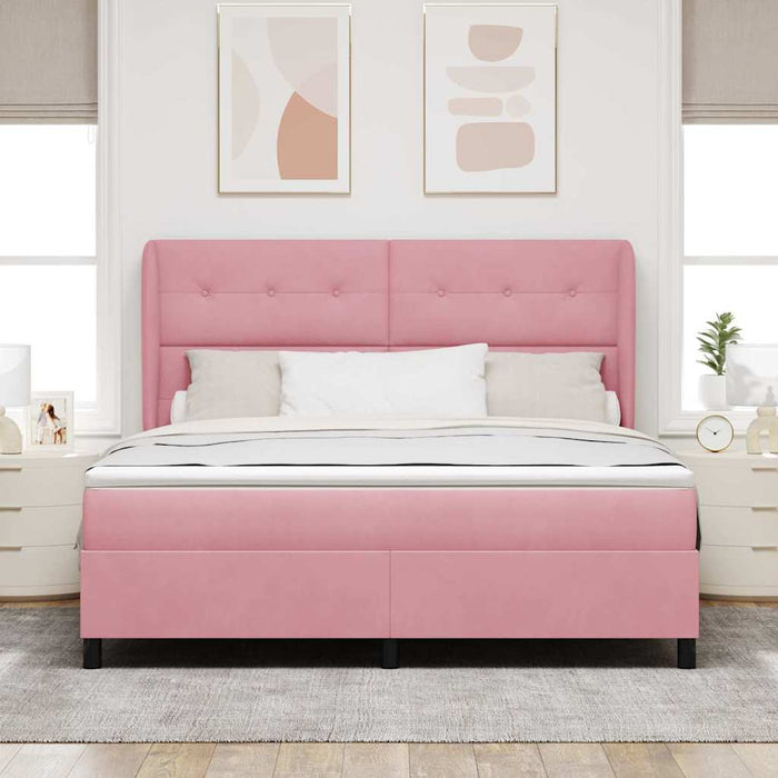 Pat cu arcuri cu saltea cu headboard Roz 200 x 180 cm Poliester - WALTI WALTI