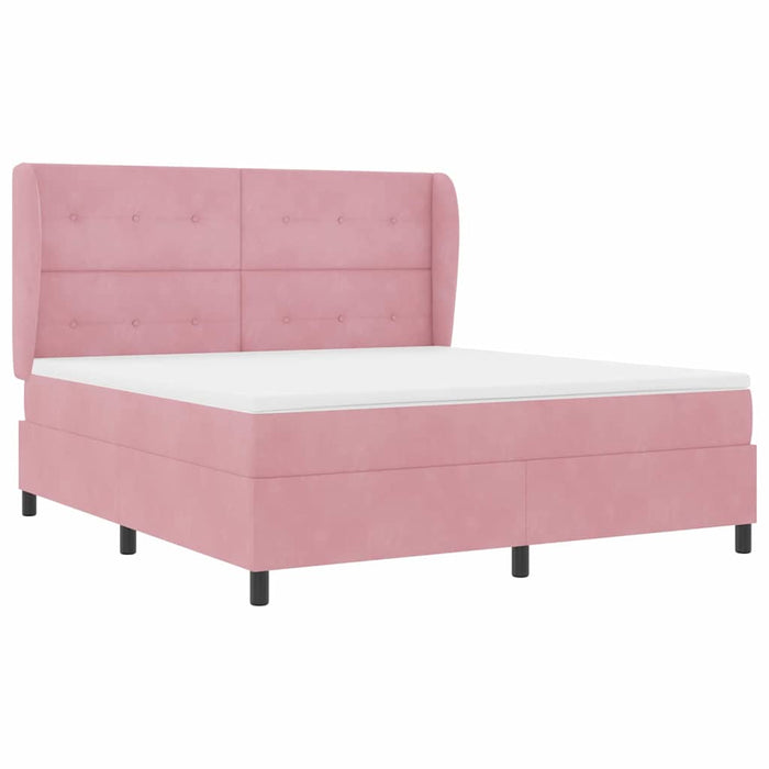Pat cu arcuri cu saltea cu headboard Roz 200 x 180 cm Poliester - WALTI WALTI