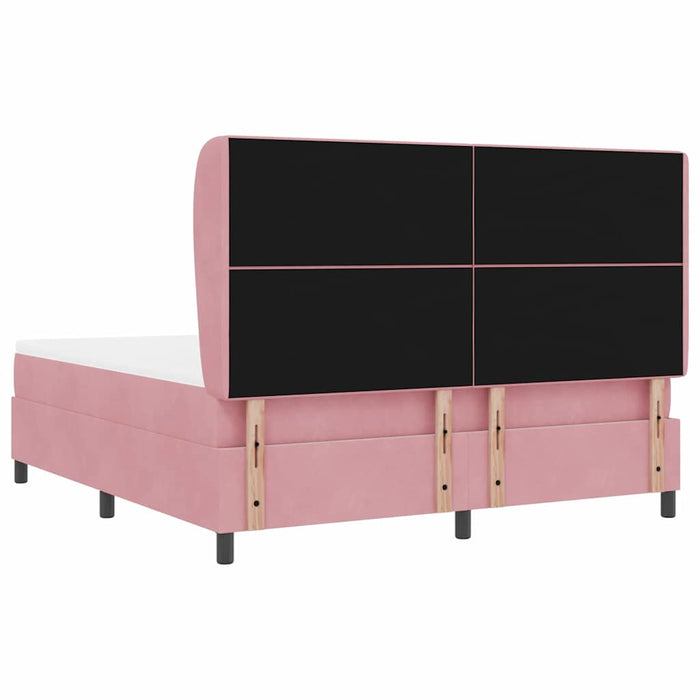 Pat cu arcuri cu saltea cu headboard Roz 200 x 180 cm Poliester - WALTI WALTI