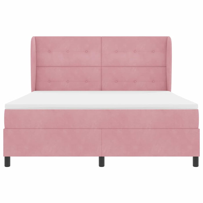 Pat cu arcuri cu saltea cu headboard Roz 200 x 180 cm Poliester - WALTI WALTI