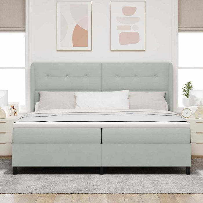 Pat cu arcuri cu saltea Gri deschis 200 x 200 cm Poliester - WALTI WALTI