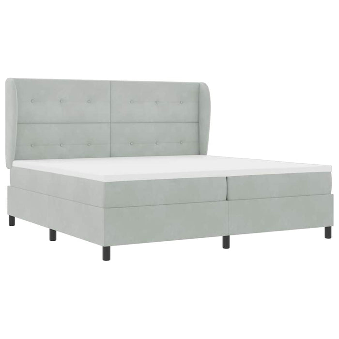 Pat cu arcuri cu saltea Gri deschis 200 x 200 cm Poliester - WALTI WALTI