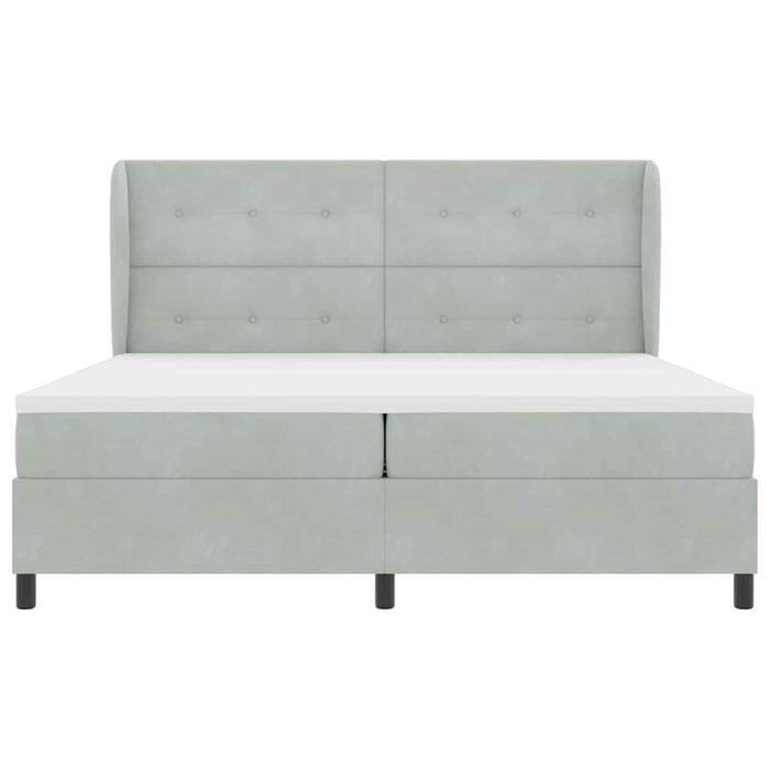 Pat cu arcuri cu saltea Gri deschis 200 x 200 cm Poliester - WALTI WALTI