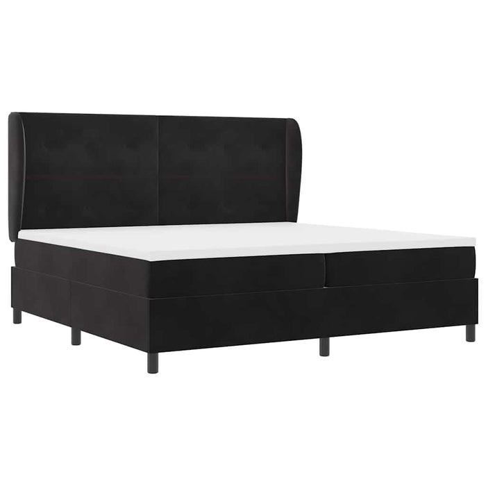 Pat cu arcuri cu saltea Negru 200 x 200 cm Poliester - WALTI WALTI