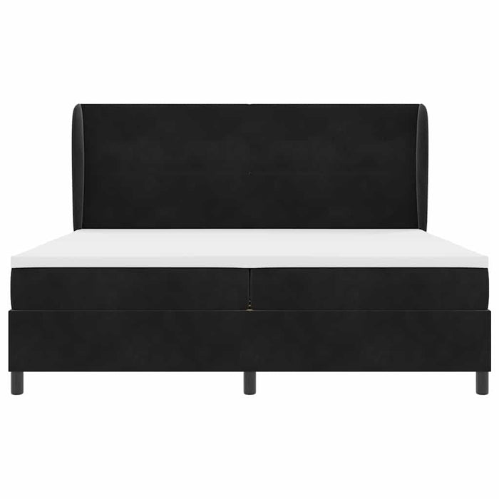 Pat cu arcuri cu saltea Negru 200 x 200 cm Poliester - WALTI WALTI
