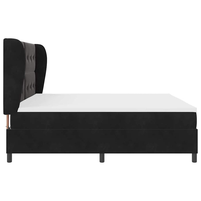 Pat cu arcuri cu saltea Negru 200 x 200 cm Poliester - WALTI WALTI