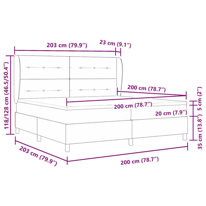 Pat cu arcuri cu saltea Negru 200 x 200 cm Poliester - WALTI WALTI