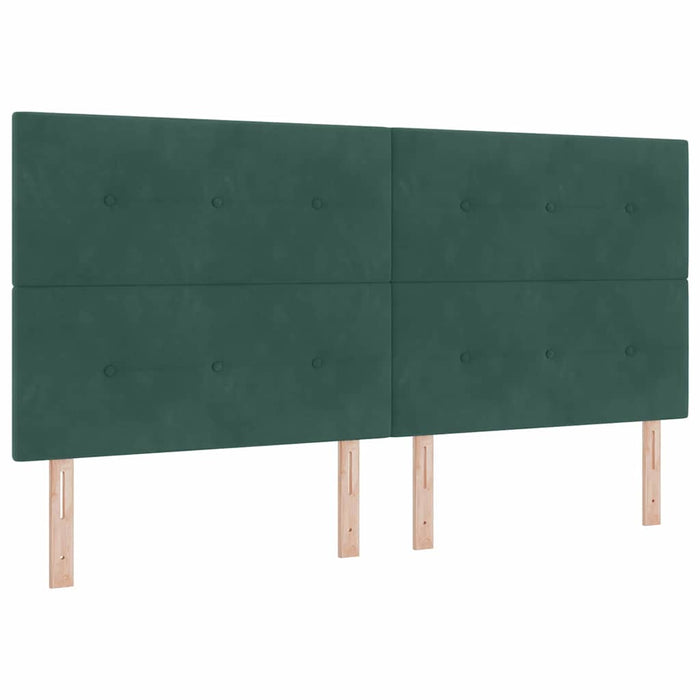 Pat cu arcuri cu headboard Verde închis 200 x 200 cm Catifea WALTI