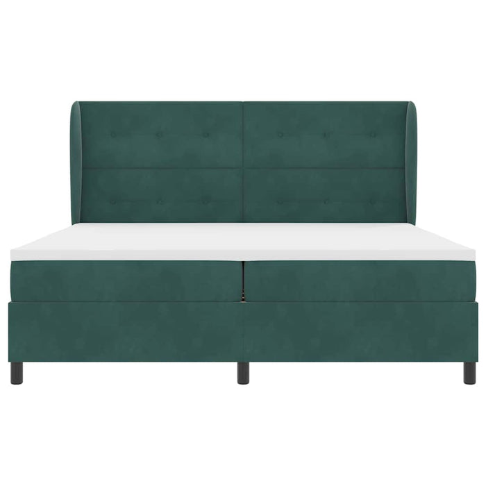 Pat cu arcuri cu headboard Verde închis 200 x 200 cm Catifea WALTI