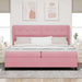 Pat cu arcuri cu saltea cu headboard Roz 200 x 200 cm Poliester - WALTI WALTI